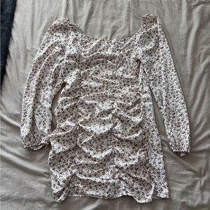 Floral Ruched Long Sleeve Dress